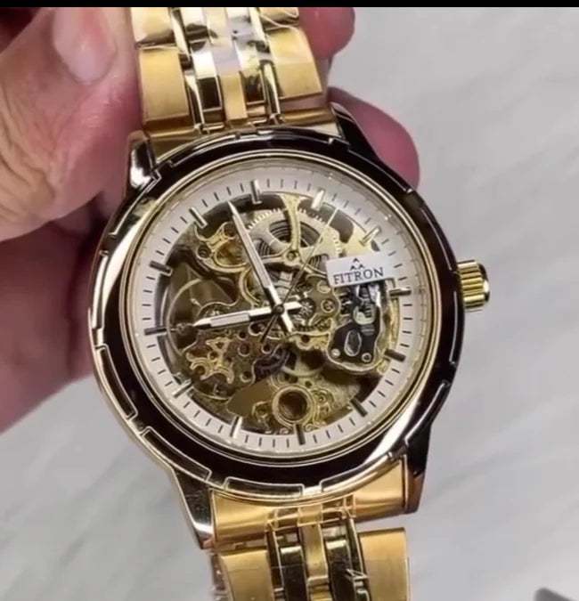 TRICAL - Golden Silver Mechanical Watch by Fitron