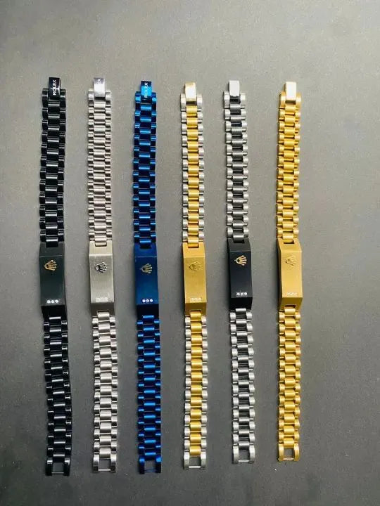 Rolex Stainless Steel Bracelet For Men Premium Quality | Rolex Bracelet with box Pack of 6 with different colours