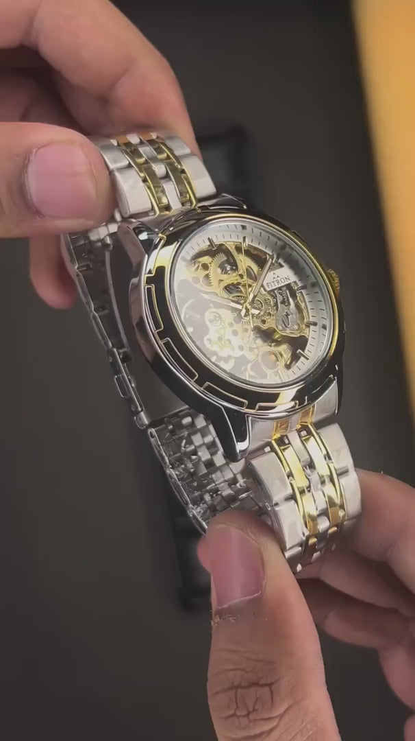 TRICAL - Golden Silver Mechanical Watch by Fitron